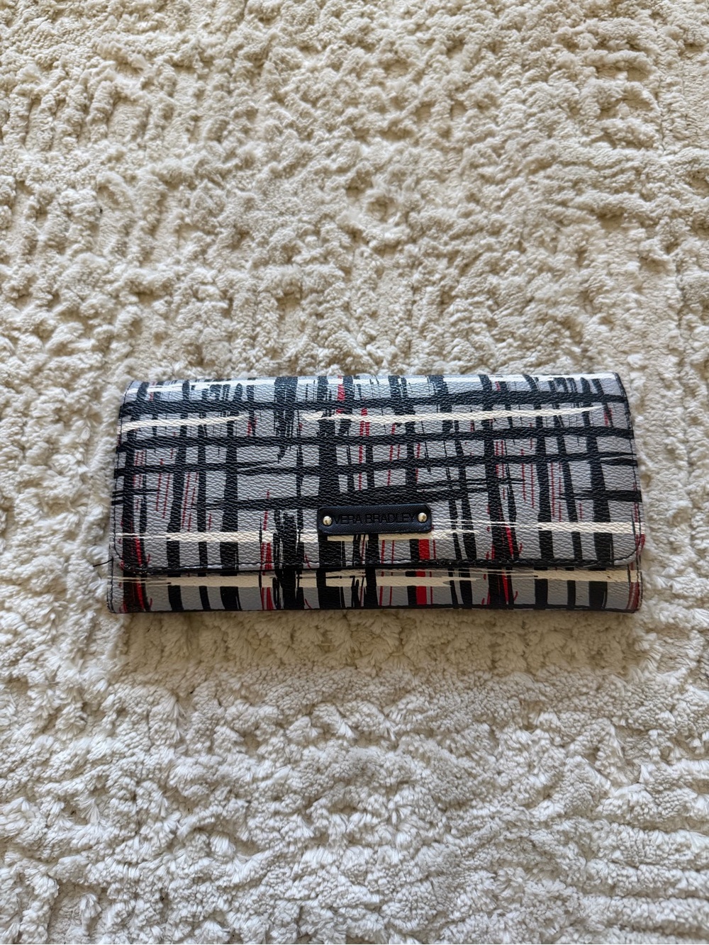 Vera Bradley Black, White & Red Plaid Fold Wallet